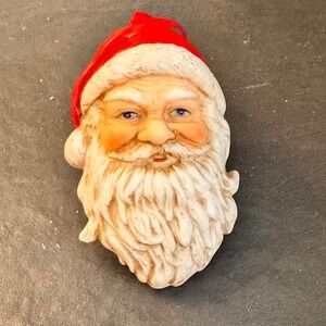 Midwest of Cannon Falls Vintage Ceramic Santa Head Ornament Red Hat White Beard